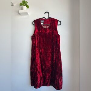 Vintage Rich Red Velvet Midi Dress